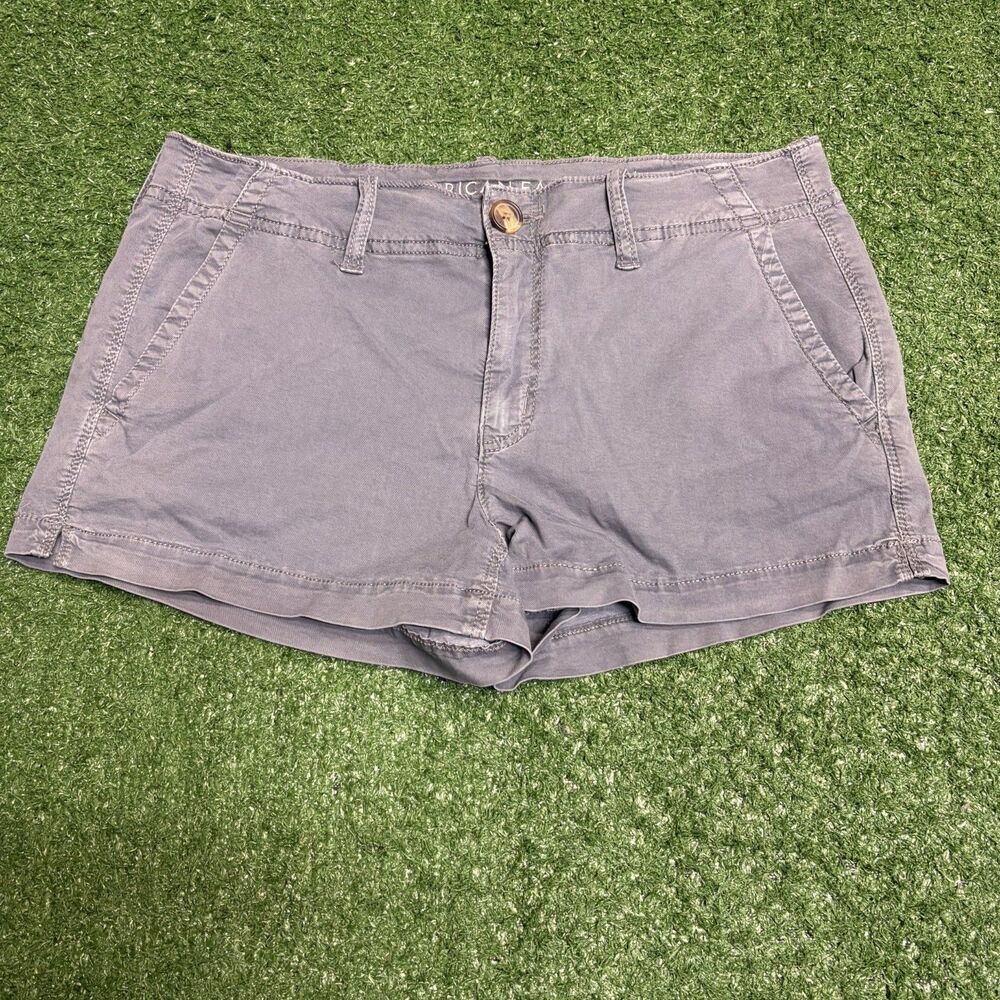 American Eagle Women’s Gray Shorts Size 8 Casual Stretch Mid‑Rise